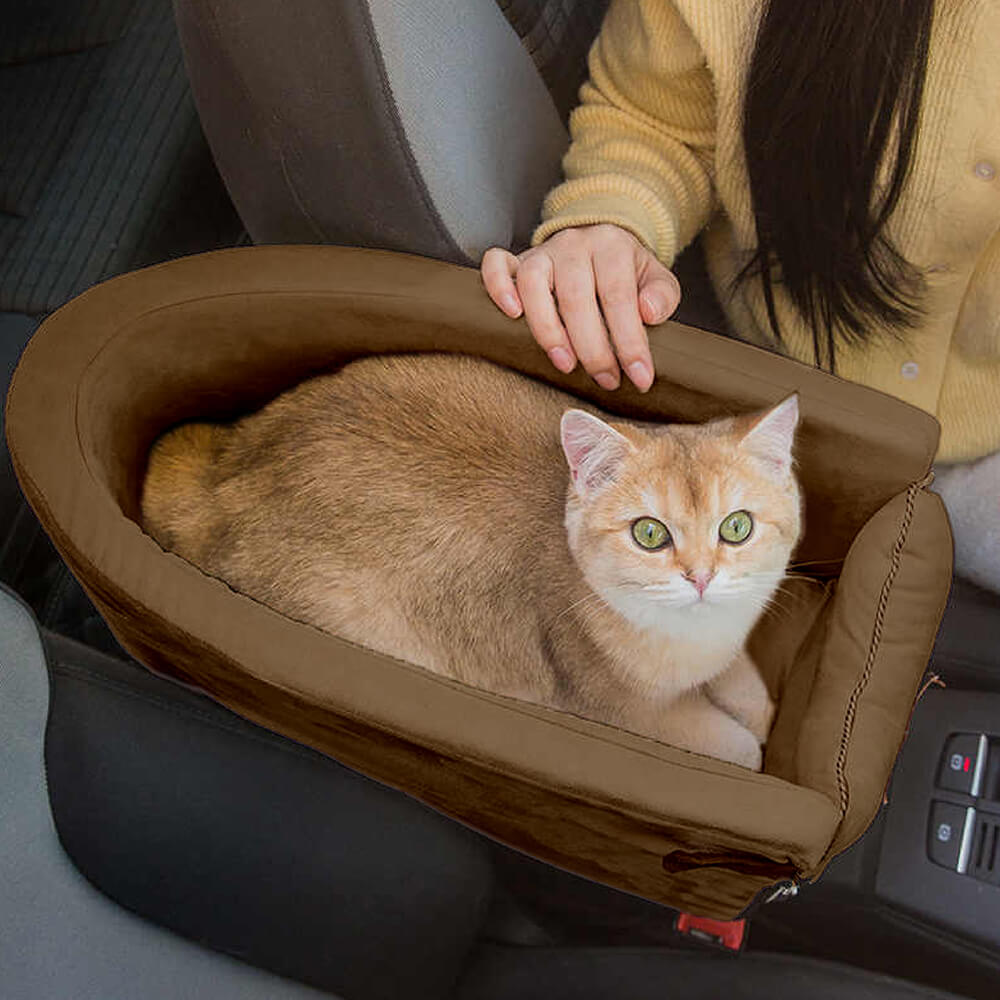 Suede Oval Lookout Console Pet Car Seat