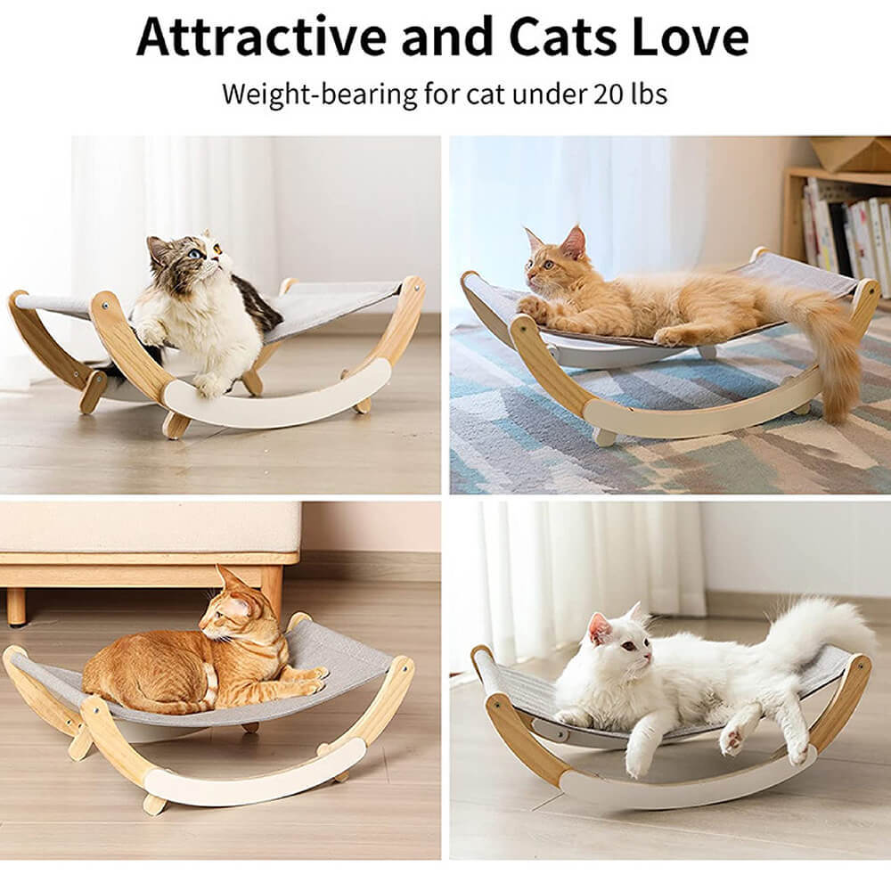 Wooden Elevated Cat Hammock Bed Swing Chair