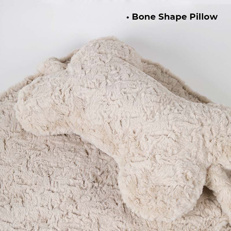 Warming Fluffy Bone Cloud Shape Calming Dog Bed