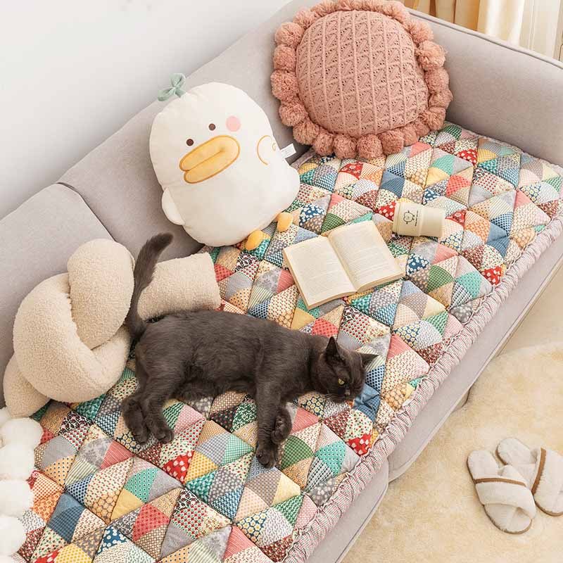 Floral Handmade Pure Cotton Protective Sofa Cover