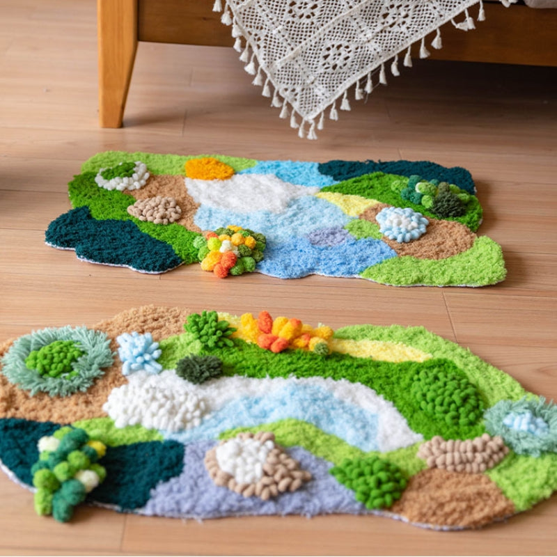 Forest Flocking Moss Rug Irregular Floor Mat Pet Mat