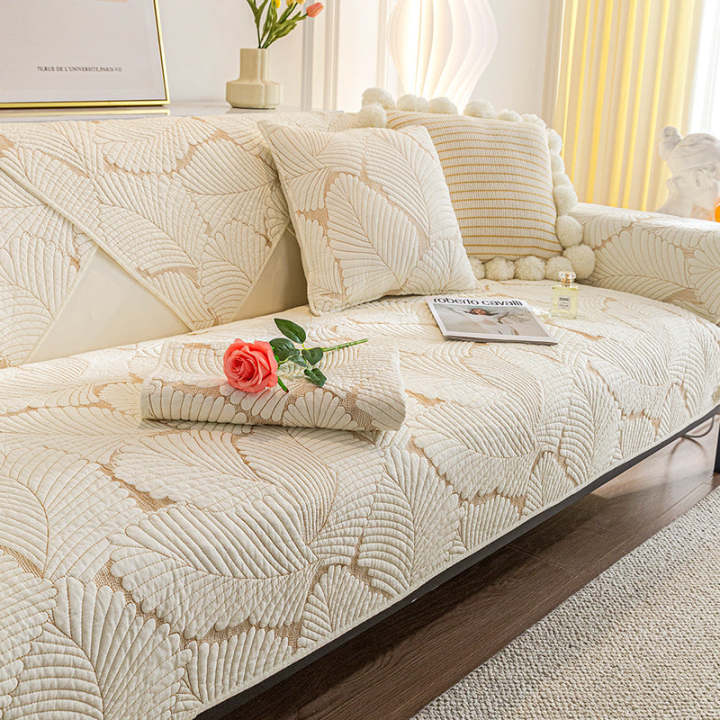 Leaf Pattern Furniture Anti-scratch & Skid Protection Sofa Cover ...