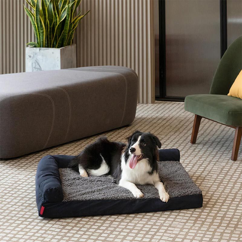 Luxury Chaise Faux Fur & Suede L-Shaped Orthopaedic Dog Bed