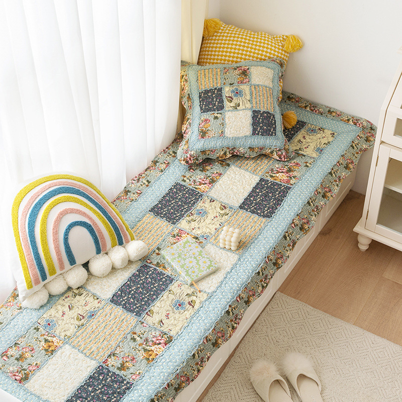 Vintage Flower Plaid Cotton Sofa Cover