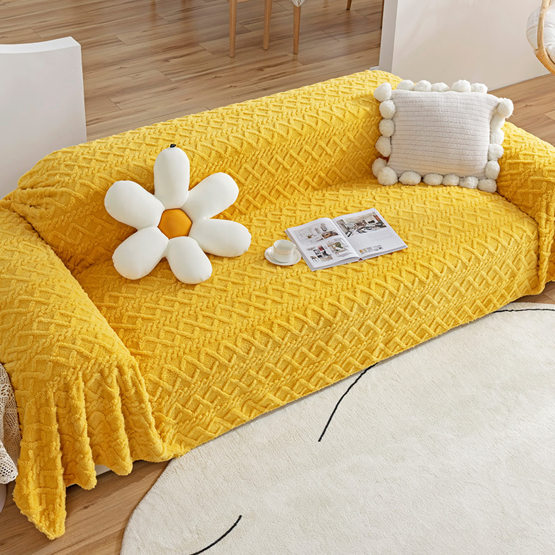 Solid Colour Fleece Furniture Protector Sofa Cover