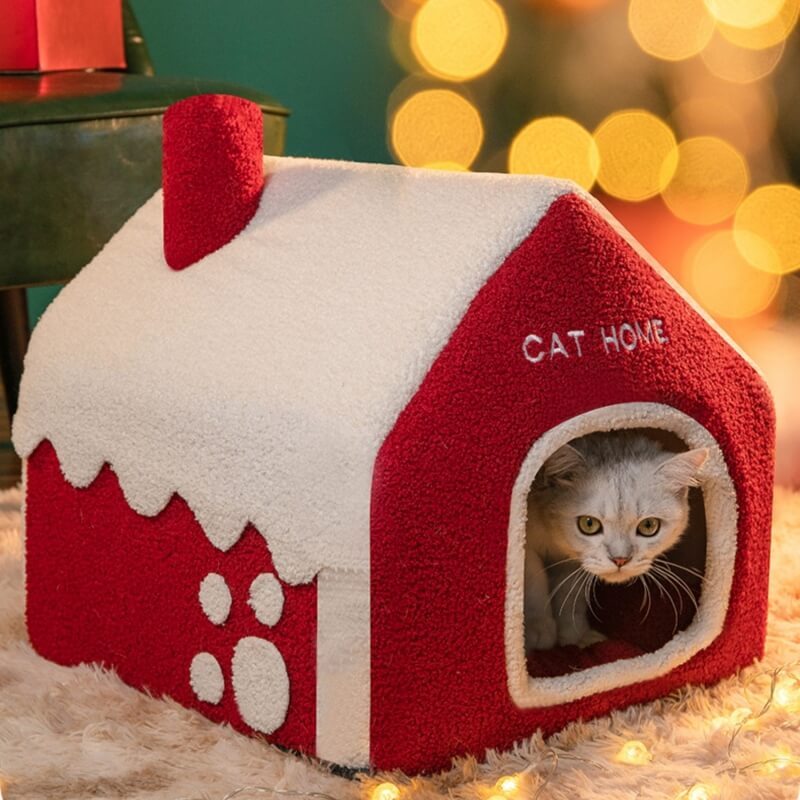 Snowy House Cat Villa Warm Semi-enclosed Cat Cave