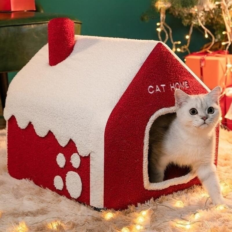 Snowy House Cat Villa Warm Semi-enclosed Cat Cave