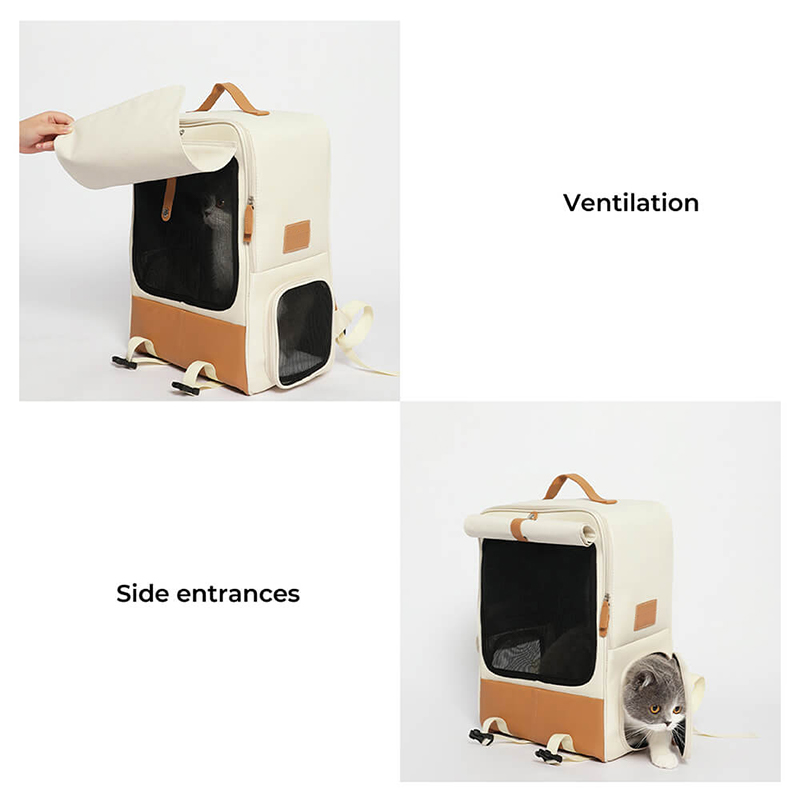 Square Breathable Foldable Portable Pet Carrier Cat Backpack