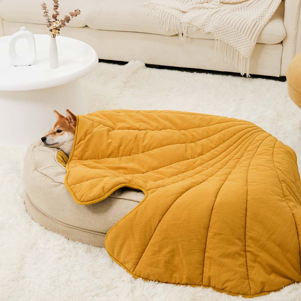 Calming Leaf Shape Dog Blanket With Donut Dog Bed