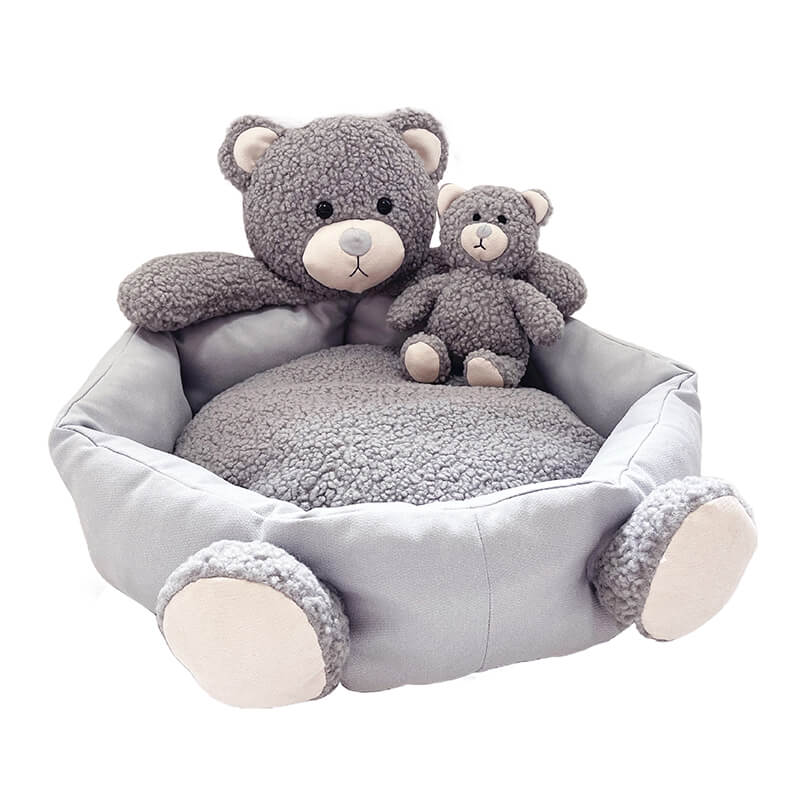 Teddy Bear Pet Bed Ice Silk Mat with Bear Toy