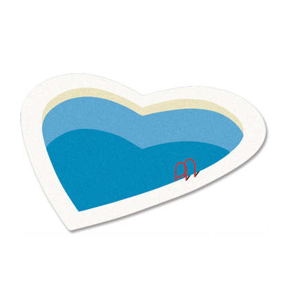 Romantic Summer Heart-shaped Pool Rug Pet Mat