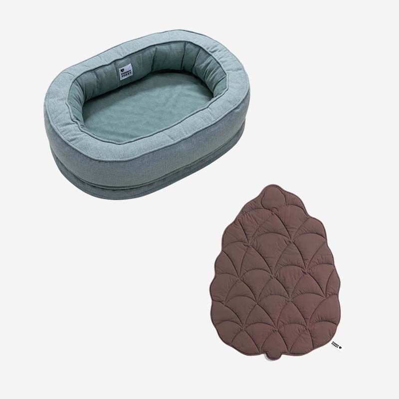 Calming Leaf Shape Dog Blanket With Donut Dog Bed