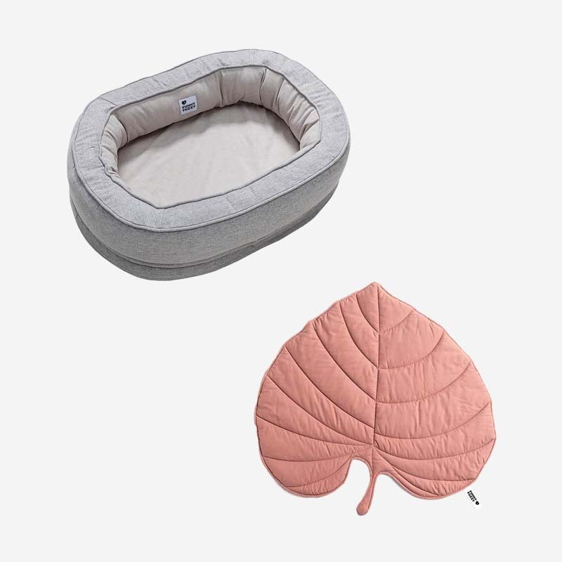 Calming Leaf Shape Dog Blanket With Donut Dog Bed