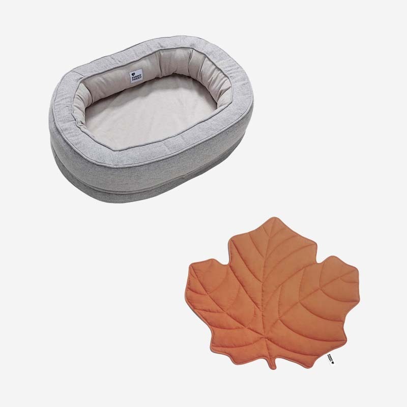 Calming Leaf Shape Dog Blanket With Donut Dog Bed