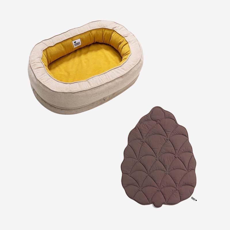 Calming Leaf Shape Dog Blanket With Donut Dog Bed