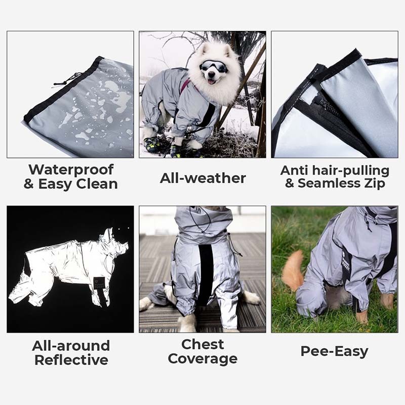 Reflective All-weather Waterproof Dog Rain Coat