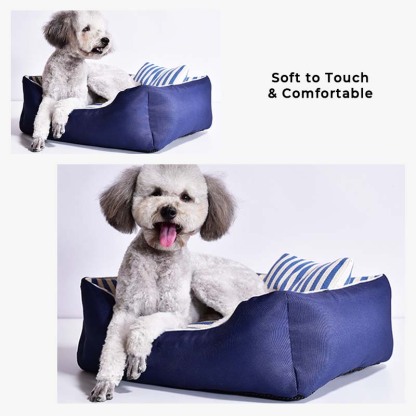 Navy Blue Small Medium Dog Pillow Bed