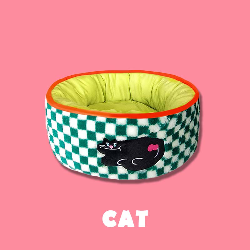 Colour Clash Checkerboard Cat Bed