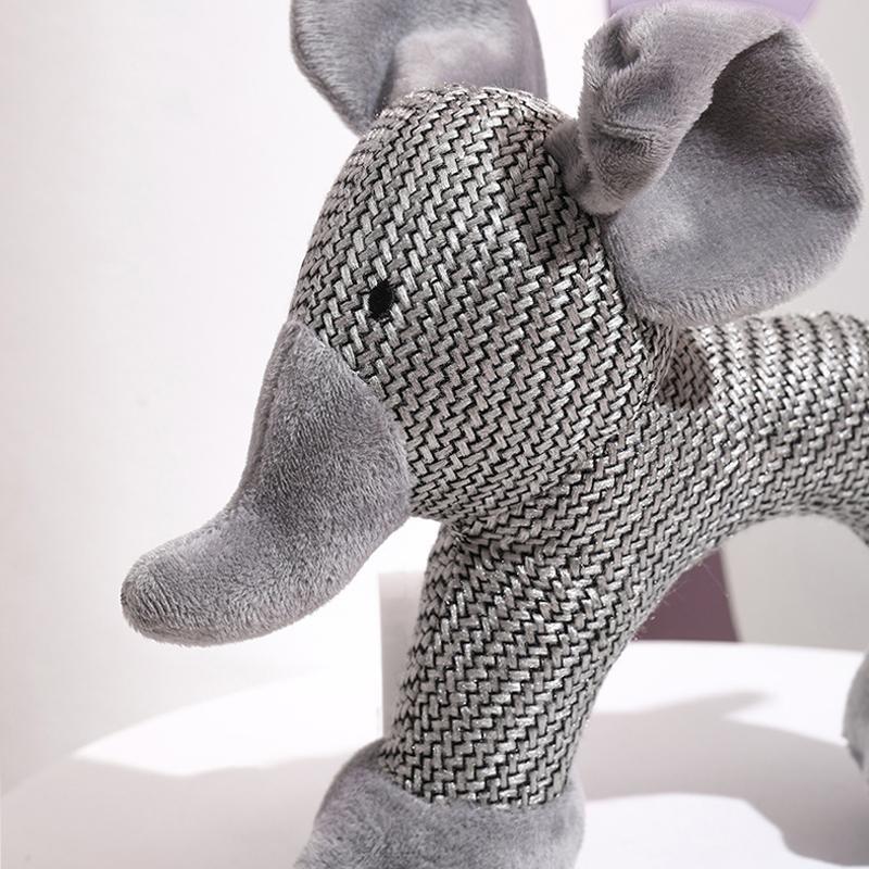 Close up of the elephant dog toy.