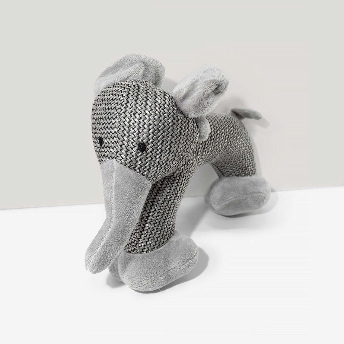 An elephant dog toy on the white background.