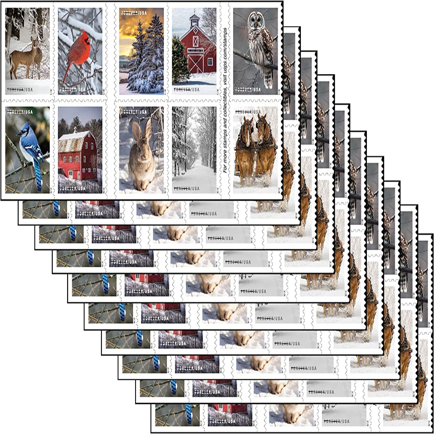 2020 Winter Scenes Forever First Class Postage Stamps