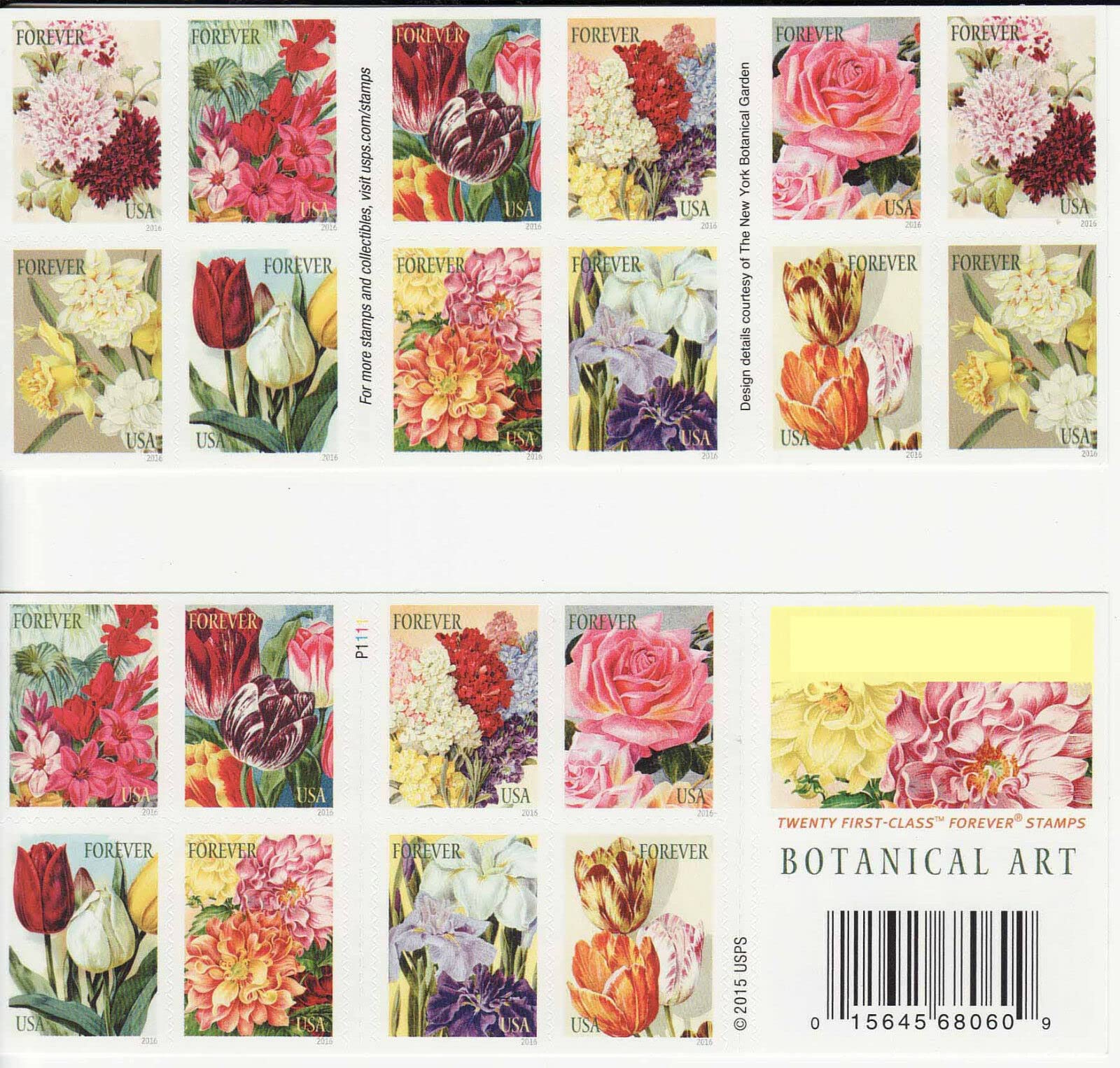 2016 Botanical Art Forever First Class Postage Stamps