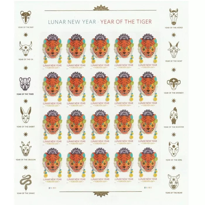 2022 Year of the Tiger Stamp Celebrates Lunar New Year Forever First Class Postage Stamps