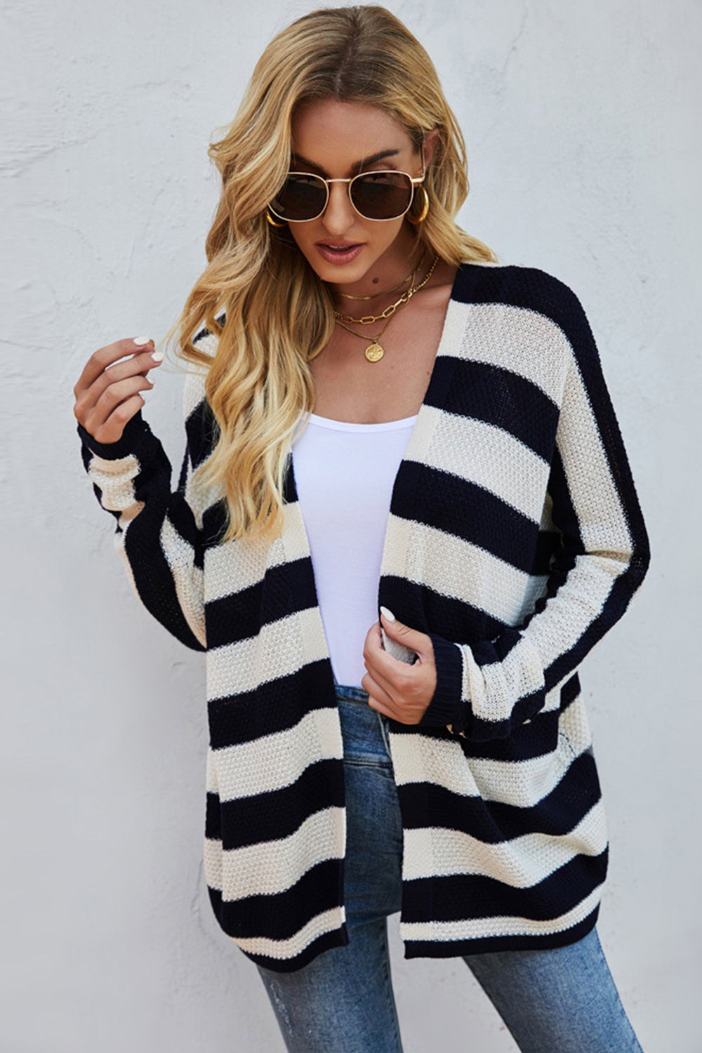 Loose Striped Knitted Cardigan