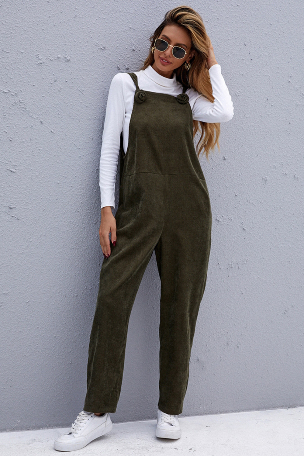 Corduroy Solid Color Overalls