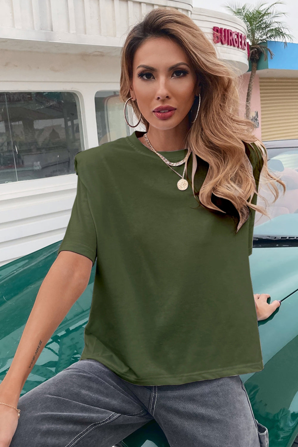 Casual Round Neck Solid Color T-Shirt