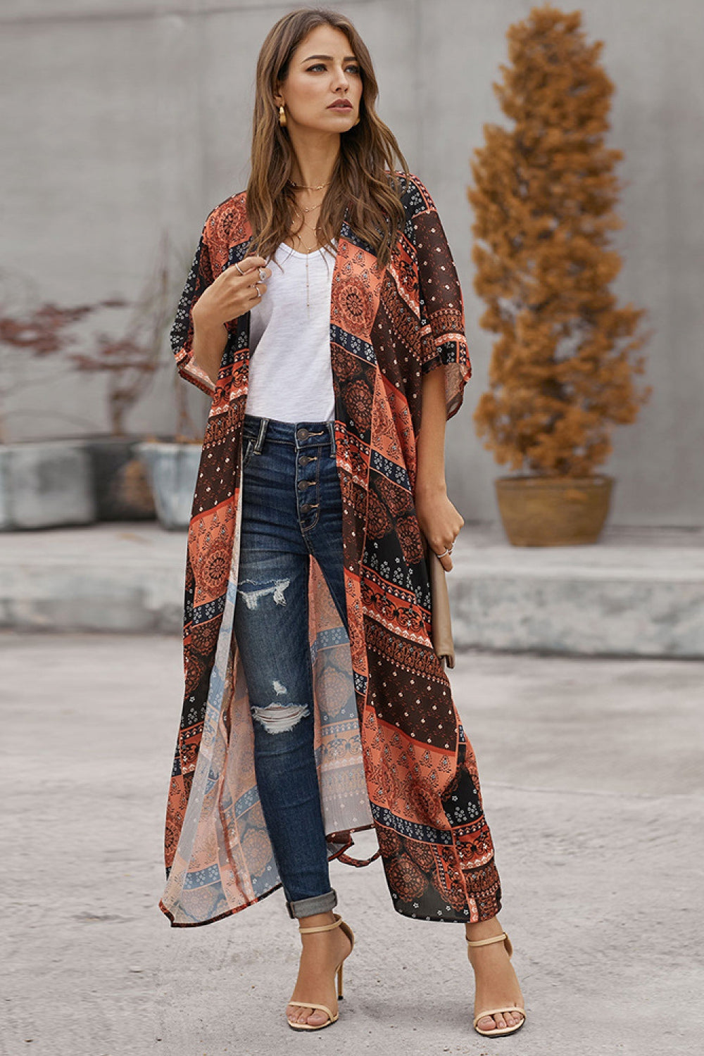 Enjoy Your Holiday Open Front Blouse
