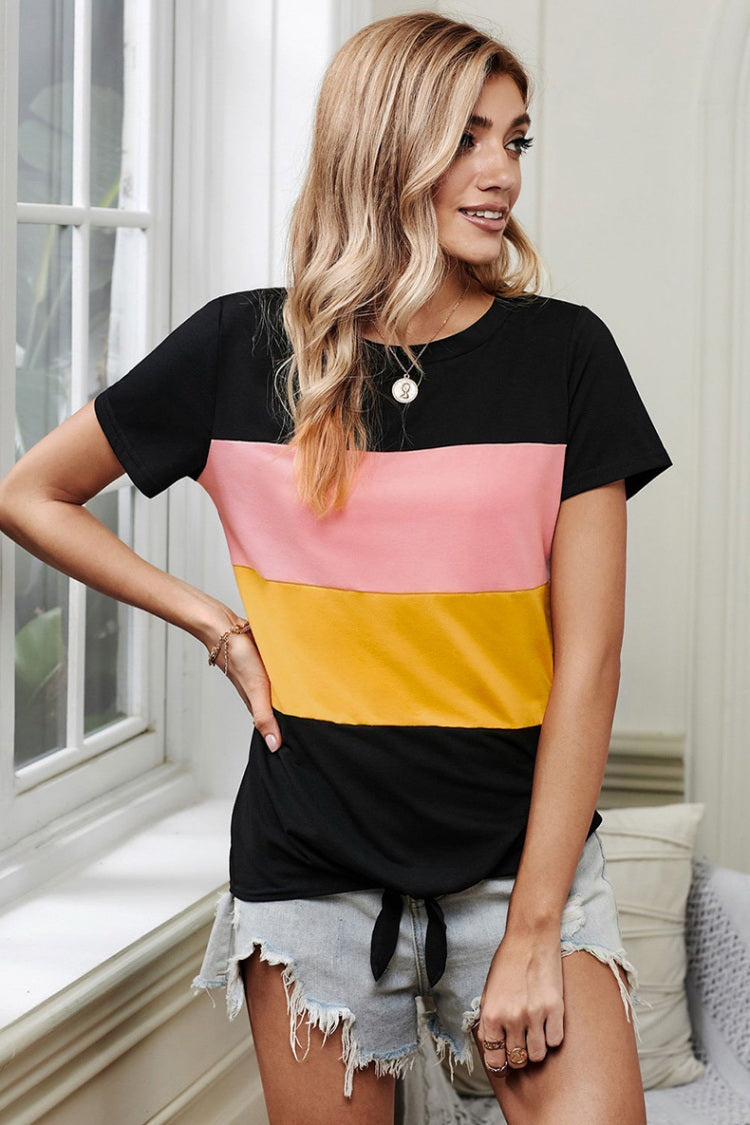 Patchwork Ties Short Sleeve T-Shirt