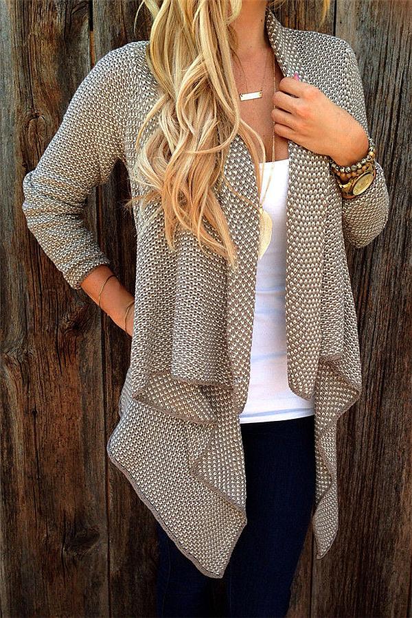 Asymmetric Casual Coat Open Knit Cardigan Cardigans Pavacat S Brown 