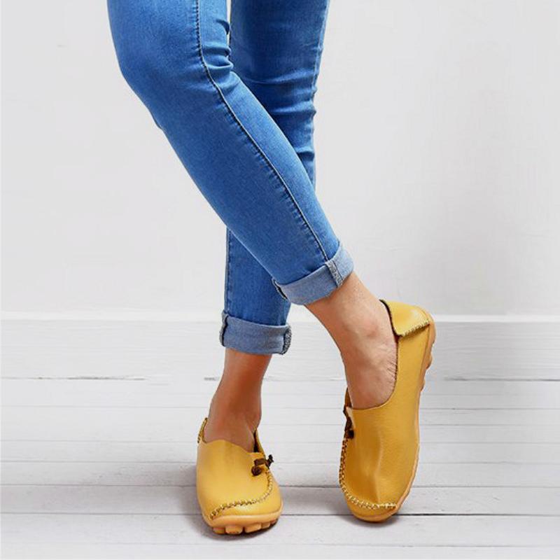 Big Size Soft Multi-way Wearing Pure Color Flat Loafers - Pavacat
