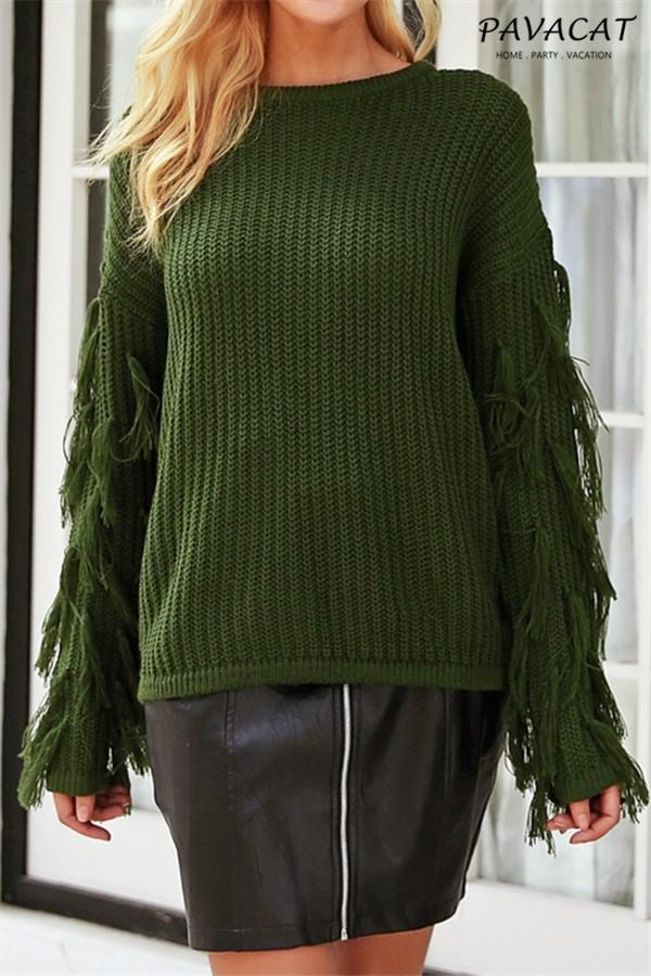 Casual O Neck Tassel Sweater - Armygreen Pullover Aliexpress One Armygreen 