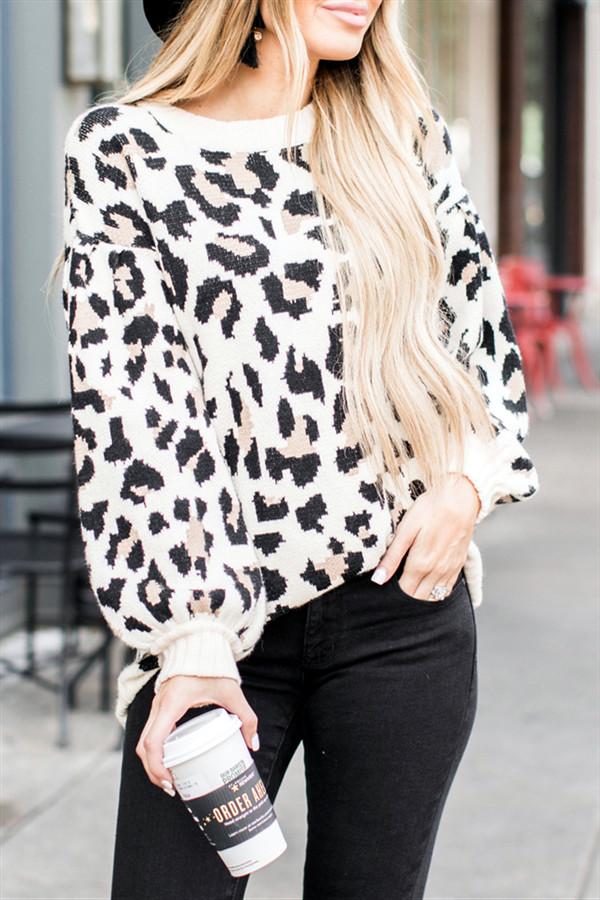 Chic Leopard Pullover Pullover Simplee One Black 
