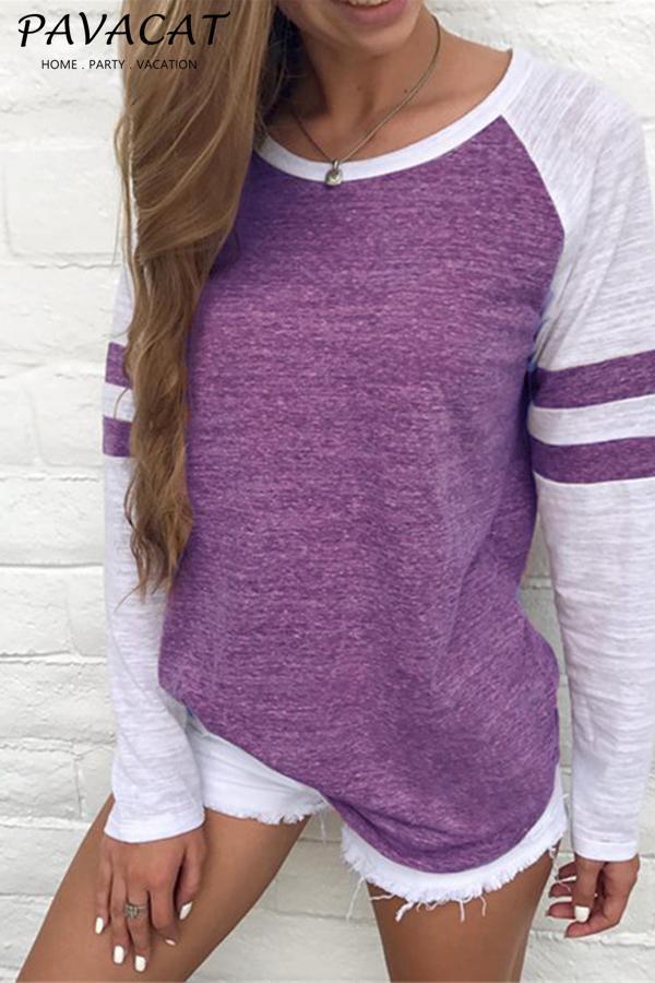 Color Patchwork Long Sleeve T-shirt Sweatshirts 5201807121303 