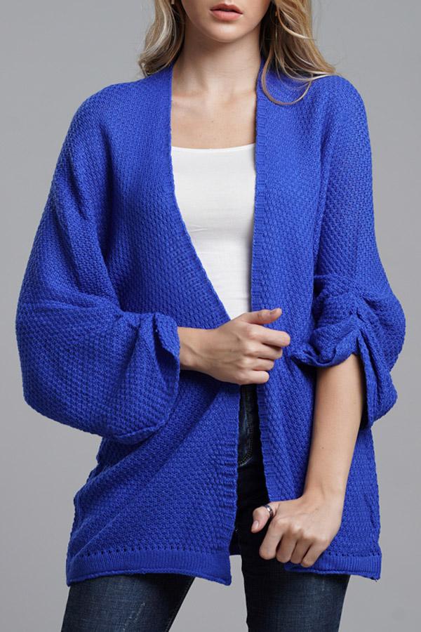 Fancy Cuffs Free Time Knit Cardigan - Blue Cardigans Pavacat One Size Blue 