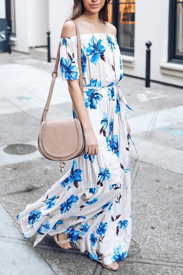 Floral Off-Shoulder Maxi Dress Dress Pavacat 