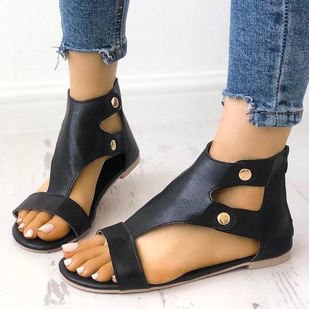 Gladiator Thong Casual Summer Shoes Flat Pu Sandals Sandals Pavacat US5.5(LABEL SIZE 35) Black 
