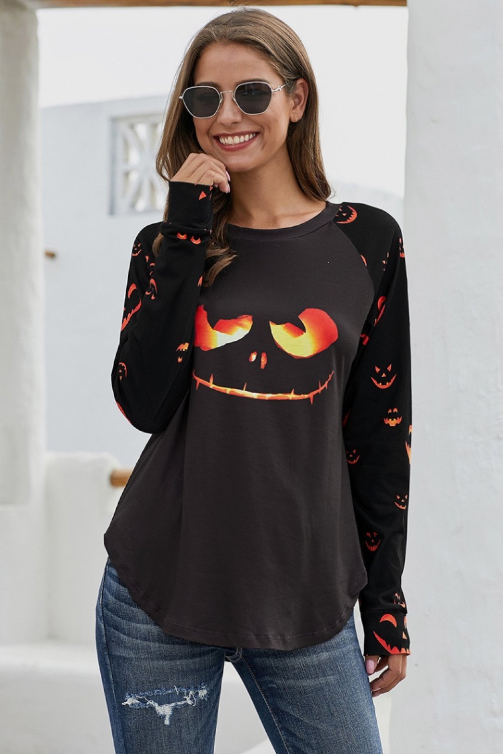 Halloween Round Bottom Edge Sweatshirt - Pavacat
