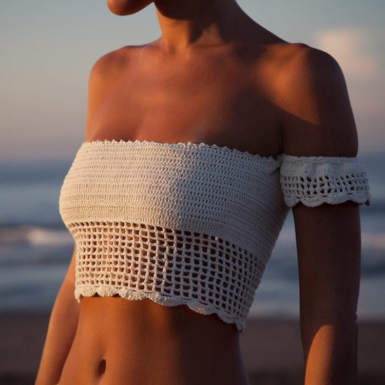 Hand-woven Hollow Beach Off-shouder Bikini Top Crochet Bikini 5201906171649 