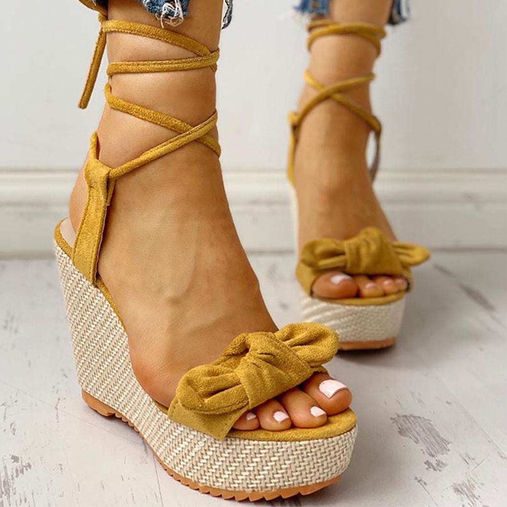 High Heels Sweet Bow Ankle-wrap Sandals - Pavacat