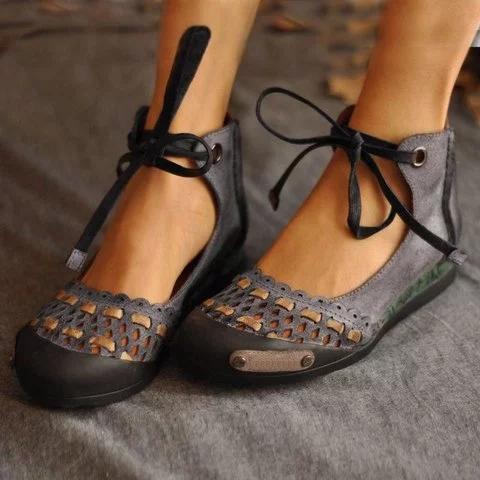Hollow-out Flat Heel Daily Suede Flats Loafers & Flats Pavacat US5.5(LABEL SIZE 35) Grey 