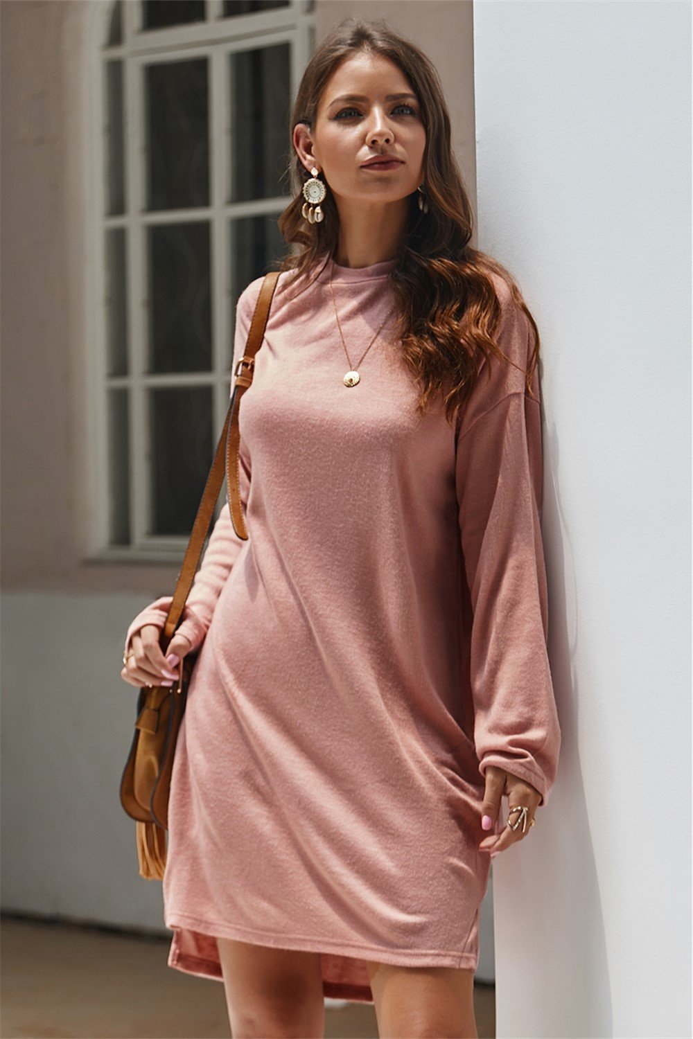 Keep You Happy Sweater Dress - Pink - Pavacat