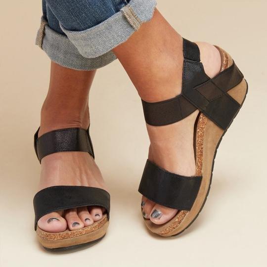 Large Size Summer Med Wedge Comfortable Platform Sandals Sandals Pavacat US5.5(LABEL SIZE 35) Black 