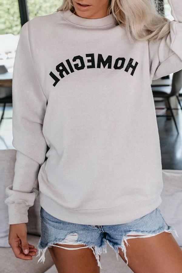 Letters Round Neck Loose Sweatshirt - Pavacat