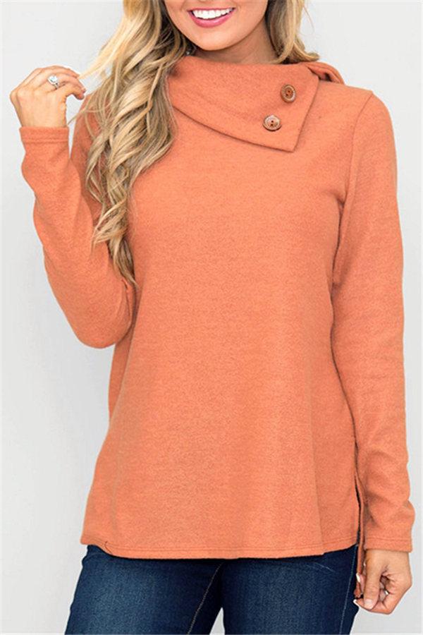 Light Knit Turtleneck Solid Color Sweater Pullover Pavacat S Orange 