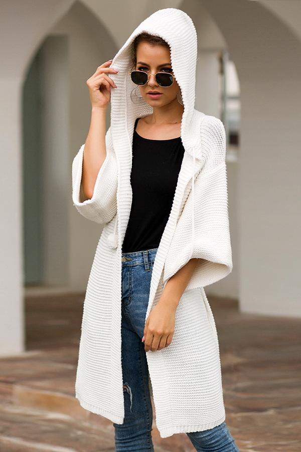 Long Hooded Loose Casual Sweater - Pavacat