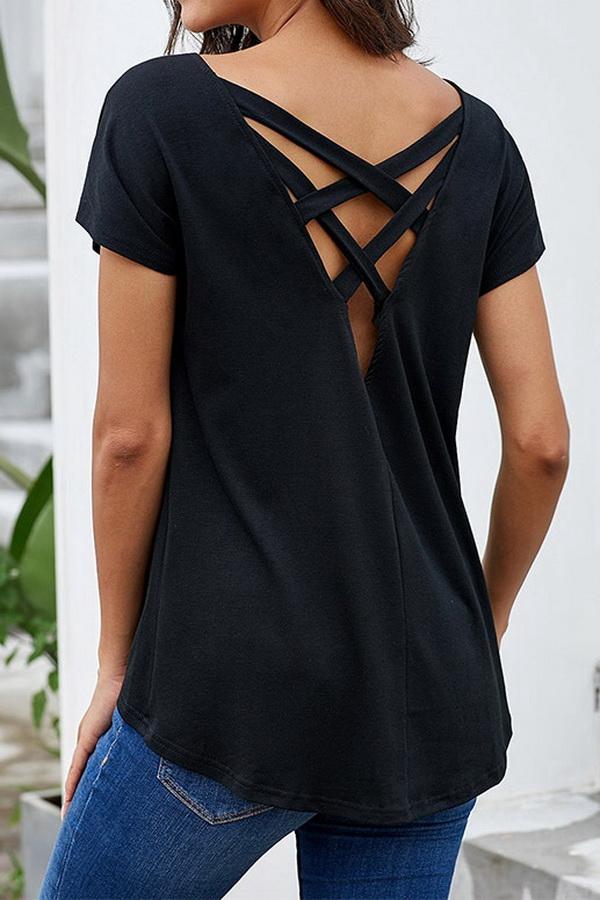 Loose Casual Back Cross Top - Pavacat